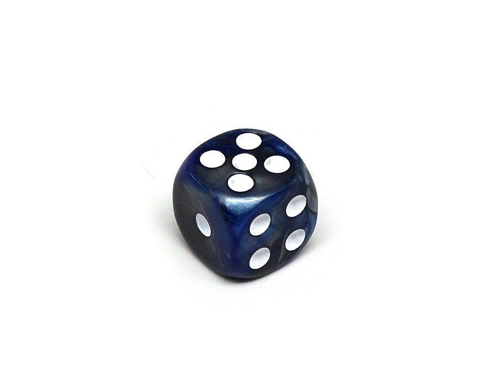 12mm D6 Dice - Blue and Silver Granite - 25 Count Bag - 