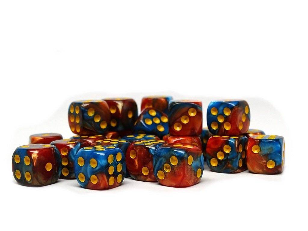 12mm D6 Dice - Cobalt and Copper Swirl - 25 Count Bag - 