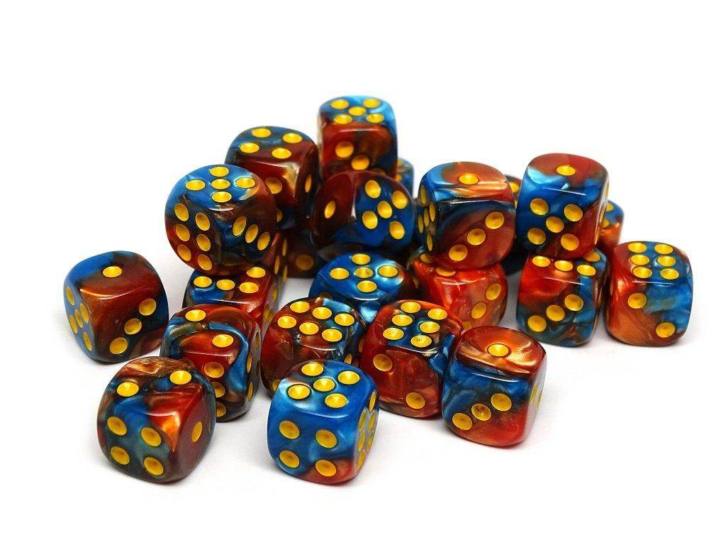 12mm D6 Dice - Cobalt and Copper Swirl - 25 Count Bag - 