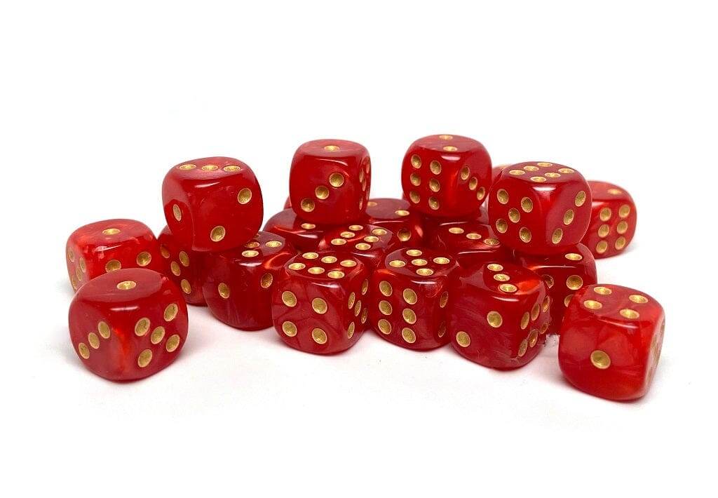 12mm D6 Dice - Crimson Marble - 25 Count Bag - 