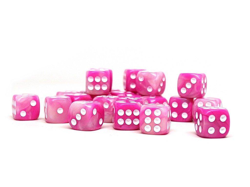 12mm D6 Dice - Pink Opal - 25 Count Bag - 