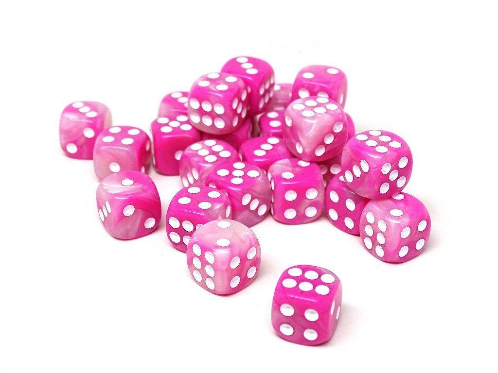 12mm D6 Dice - Pink Opal - 25 Count Bag - 