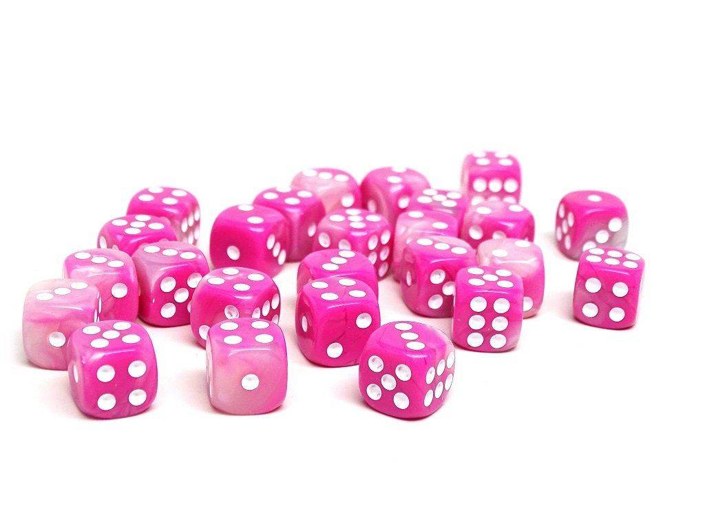 12mm D6 Dice - Pink Opal - 25 Count Bag - 