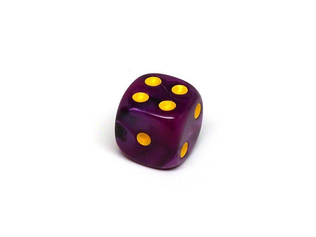 12mm D6 Dice - Purple and Black Swirl - 25 Count Bag - 