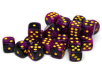 12mm D6 Dice - Purple and Black Swirl - 25 Count Bag - 