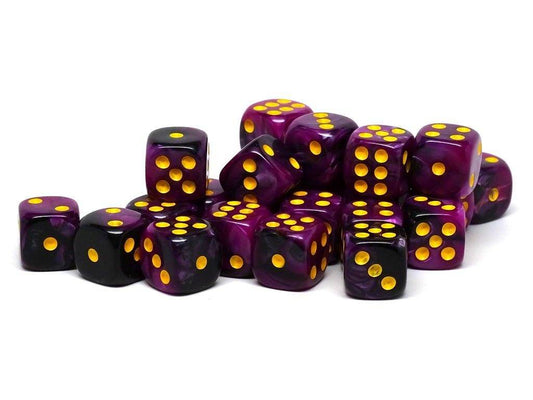 12mm D6 Dice - Purple and Black Swirl - 25 Count Bag - 