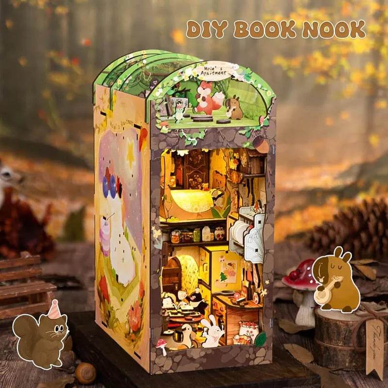 Book Nook Wizardi Miniature - Mole's Apartment Roombox Kit - 