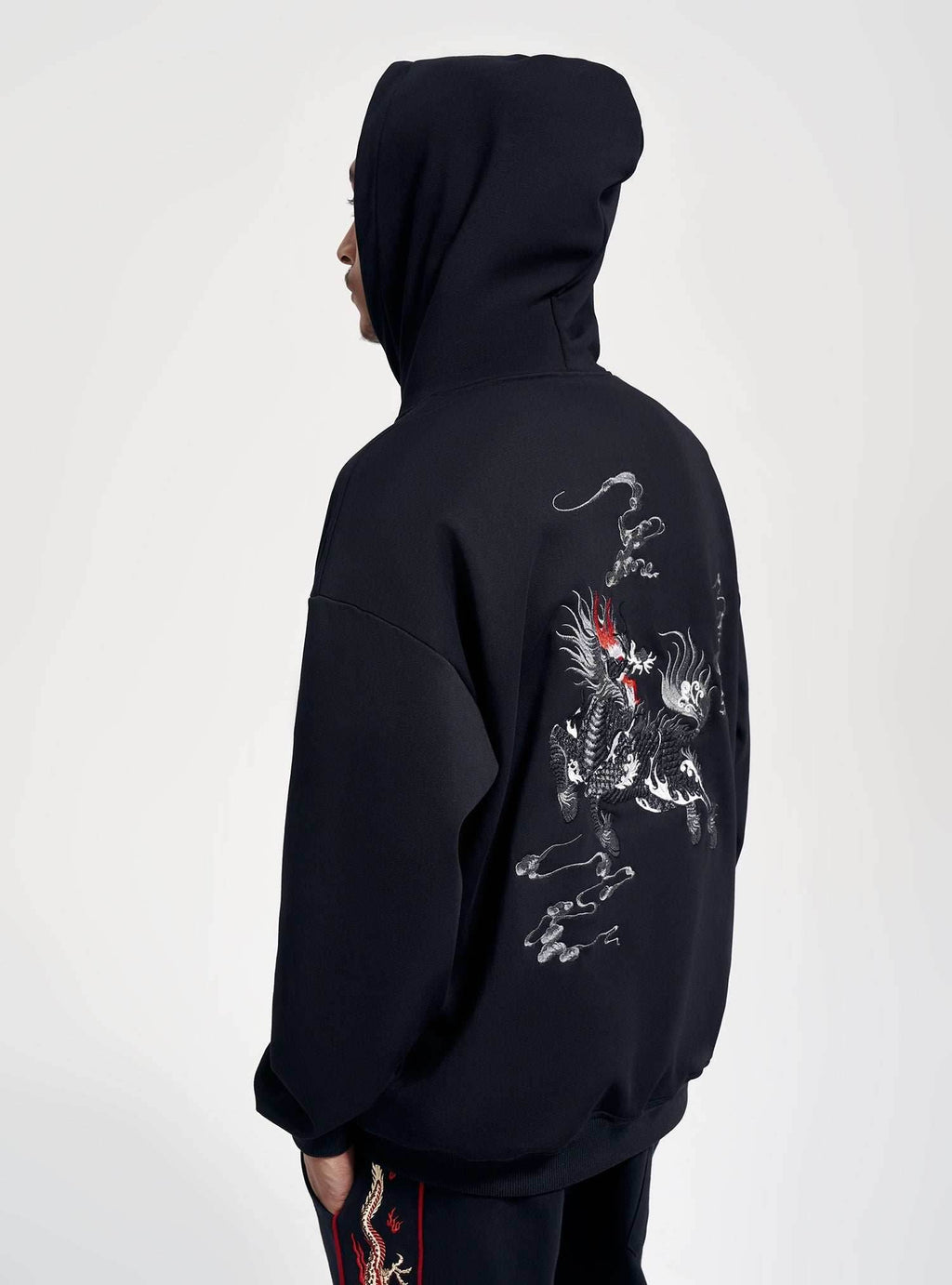 KH9102 Kirin Embroidery Hoodie - Black / S