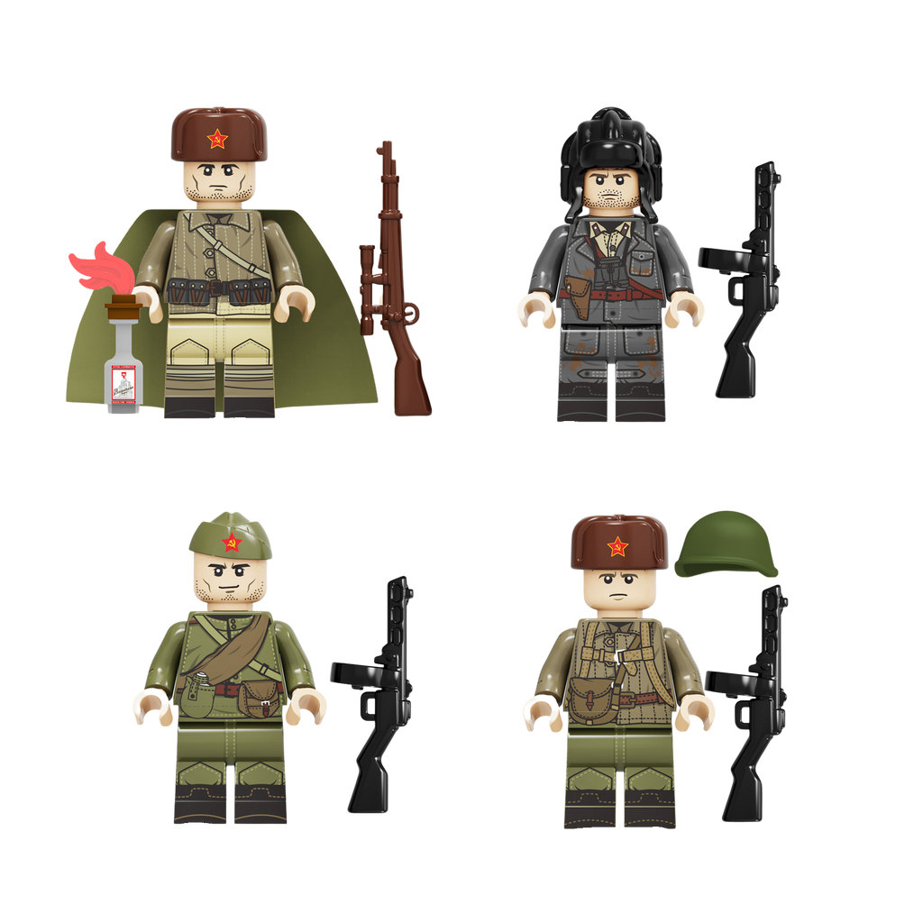 WWII - Russian Army Conscripts - 4 Man Squad - Mil-Blox