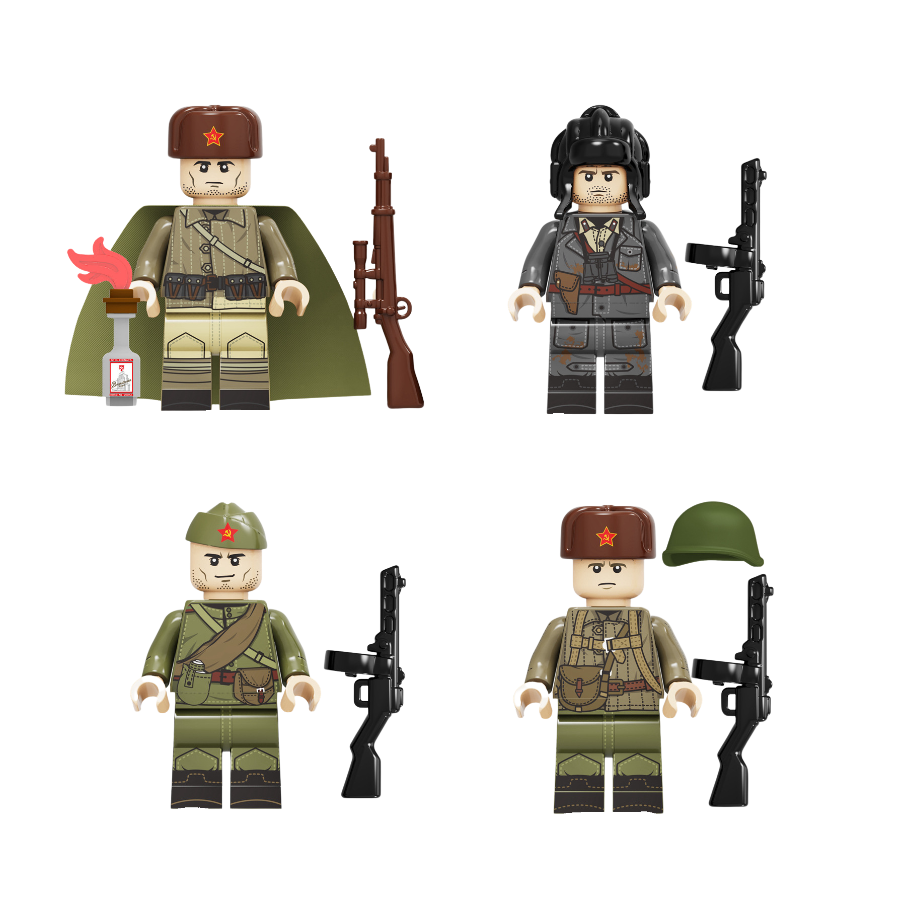 WWII - Russian Army Conscripts - 4 Man Squad - Mil-Blox
