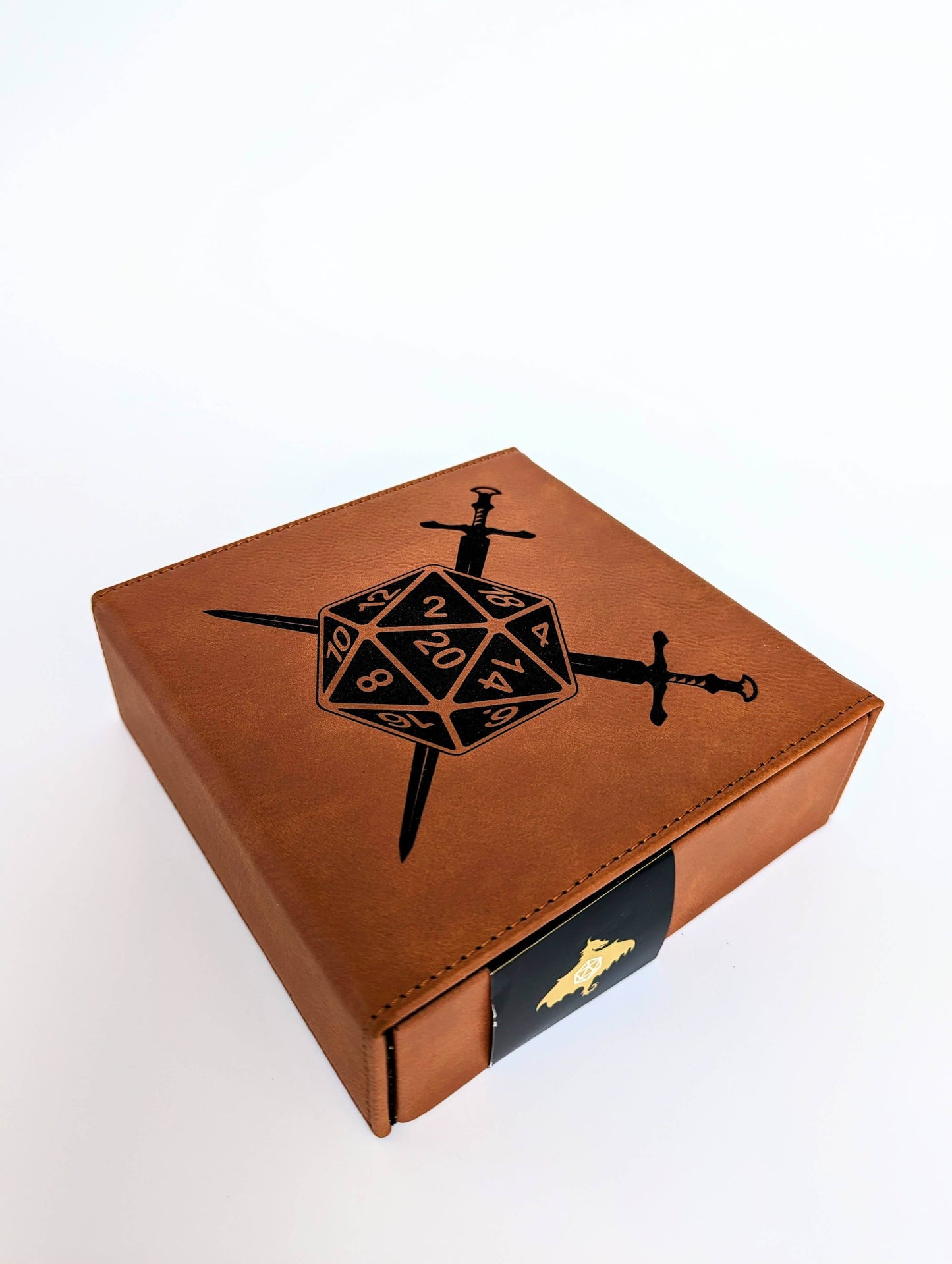D20 Swords - Vegan Leather Dice Box - Chestnut