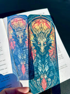 HELL Dragon Bookmark – Fiery Stained Glass Design for Fantasy Book Lovers, Dark Gothic Dragon Art Bookmark Gift for Readers