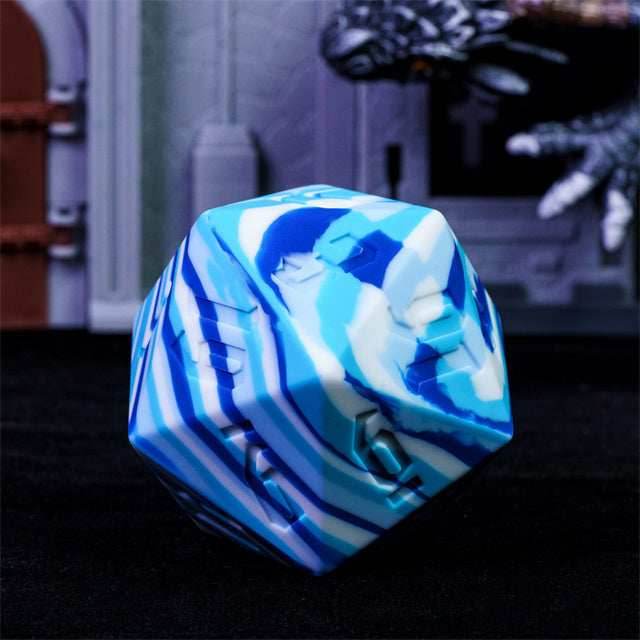 Large Arctic Blue Silicone d20 Dice 55mm | RPG Dice Novelty Piece - 