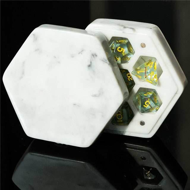 Resin Hexagon Box for Dnd Dice Case (White & Black） - 