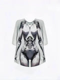 'Bikini Body' Future AI Body Prints Oversized T Shirts - white / S