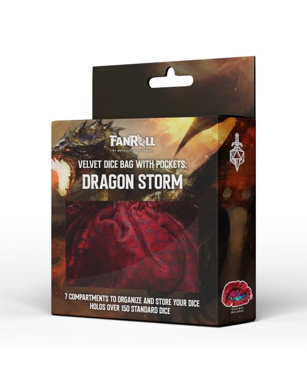 Dragon Storm Velvet Compartment Red Dragon Scales Dice Bag with Pockets