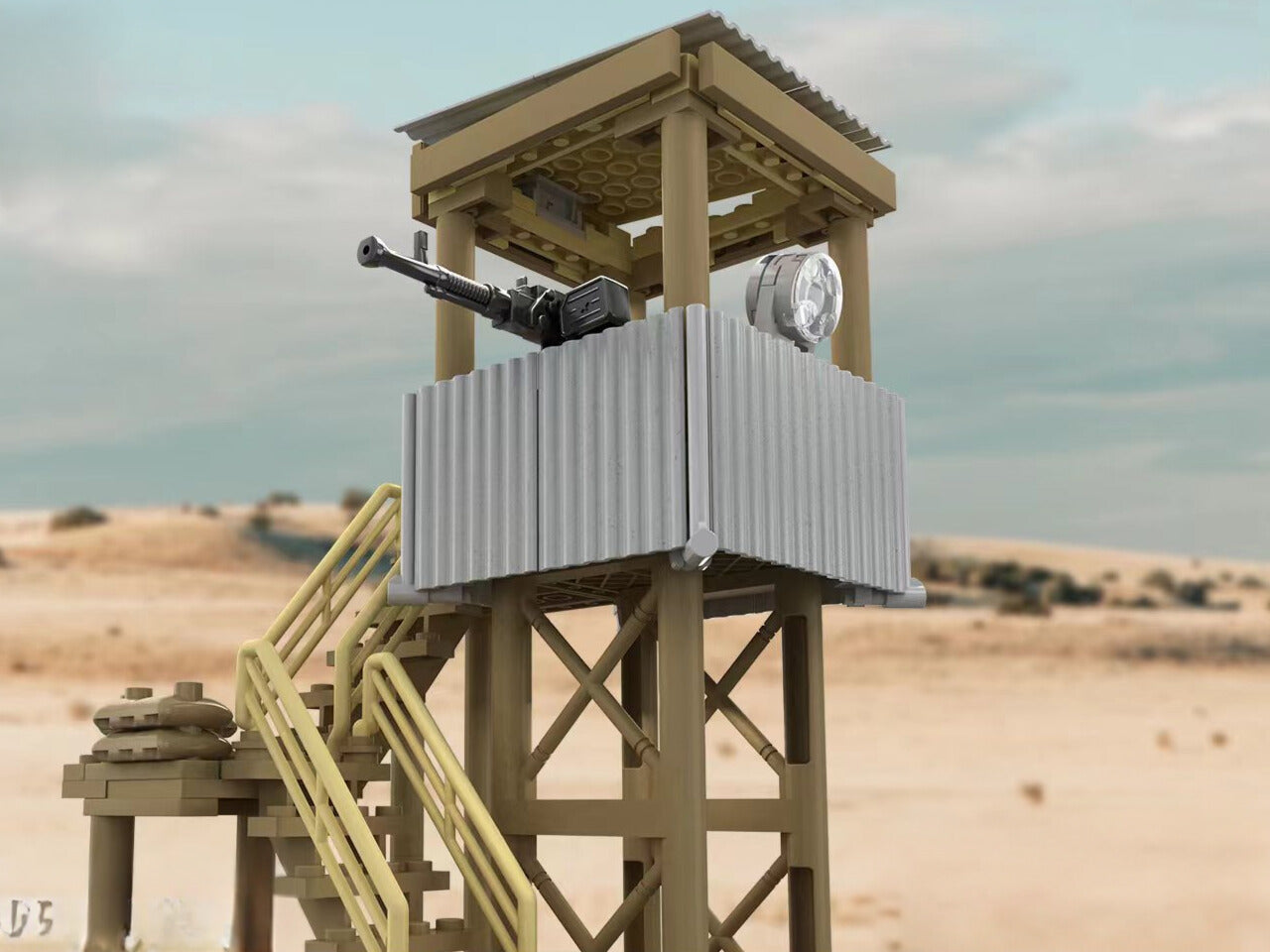 Guard Tower With .50 Cal - Tan - Mil-Blox