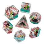 Bamboo Panda on Blue Glitter 7-Dice Set w/Copper Numbers Dnd Dice Set - 