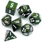 80's Monster Glitter DND Dice (Black,Green,Orange) 7-Dice Dungeons and Dragons Dice - 
