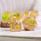 Potted Succulent 7-Dice Set w/Yellow Numbers Dnd Dice Set - 