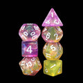 Lemon Jelly Purple/Yellow Glitter 7-Dice Set by HendgaDice - 