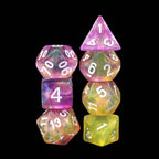 Lemon Jelly Purple/Yellow Glitter 7-Dice Set by HendgaDice - 