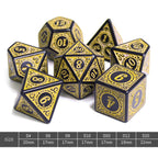 Yellow Magic Flame 7-Dice Set DND RPG Dice Black w/Color Fill - 