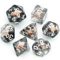 Fighter (Shield) Clear Dice w/ Golden Shield7-Dice Set Rpg - 