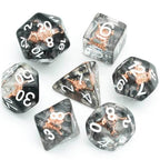 Fighter (Shield) Clear Dice w/ Golden Shield7-Dice Set Rpg - 