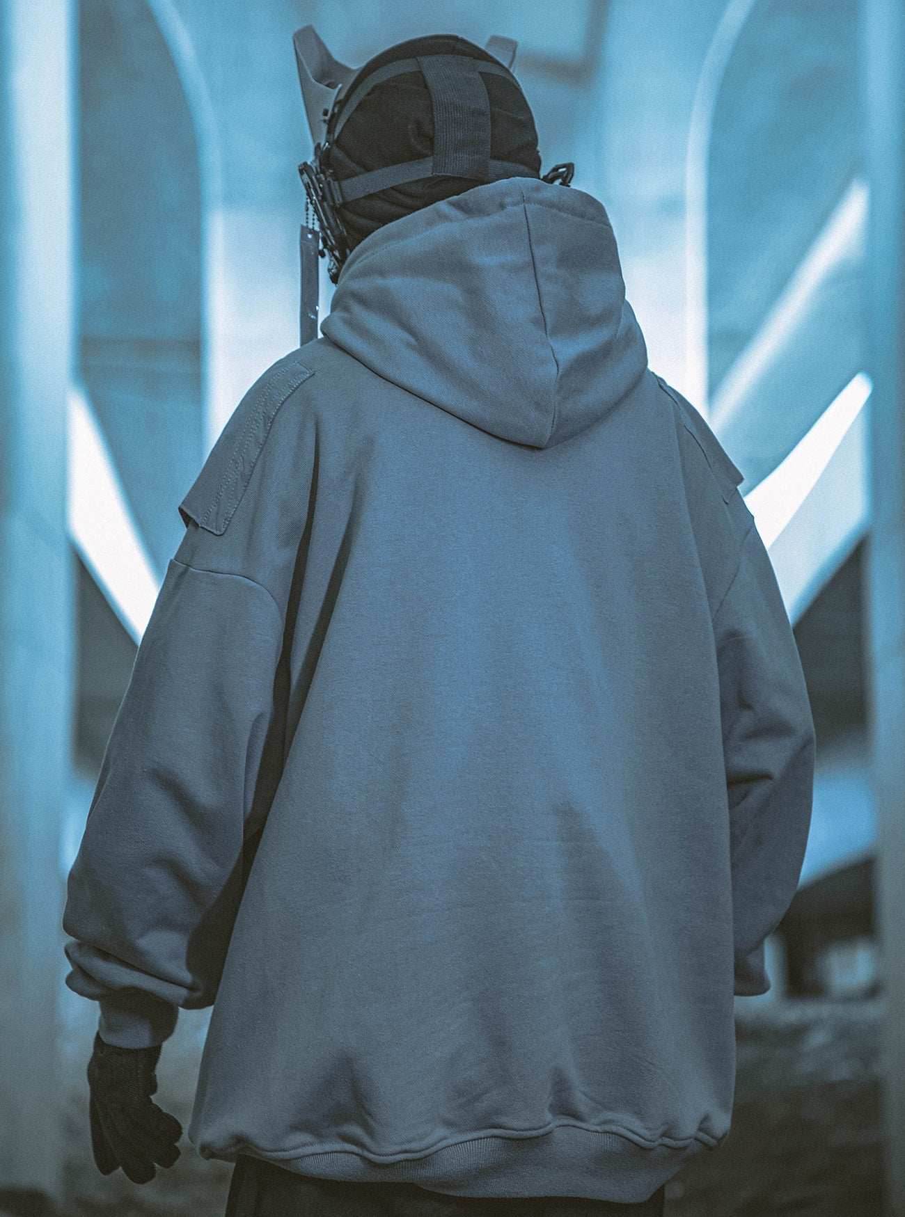 HiH29 Shadow Mixed Hoodie - Black / M