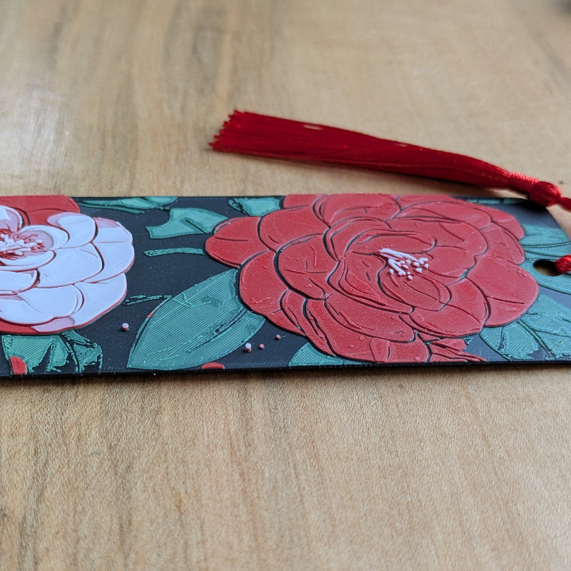 Camellia Bloom Red Floral Bookmark
