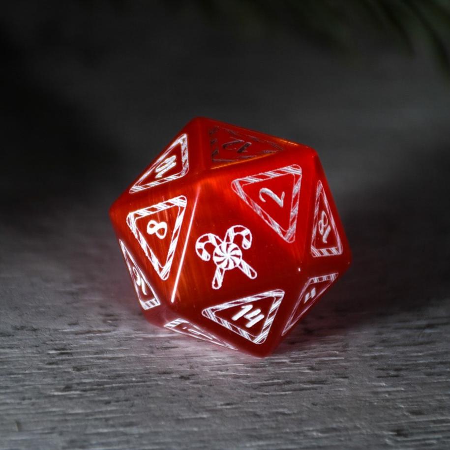 Candy Cane Wonderland - Red Cat's Eye Dice Set