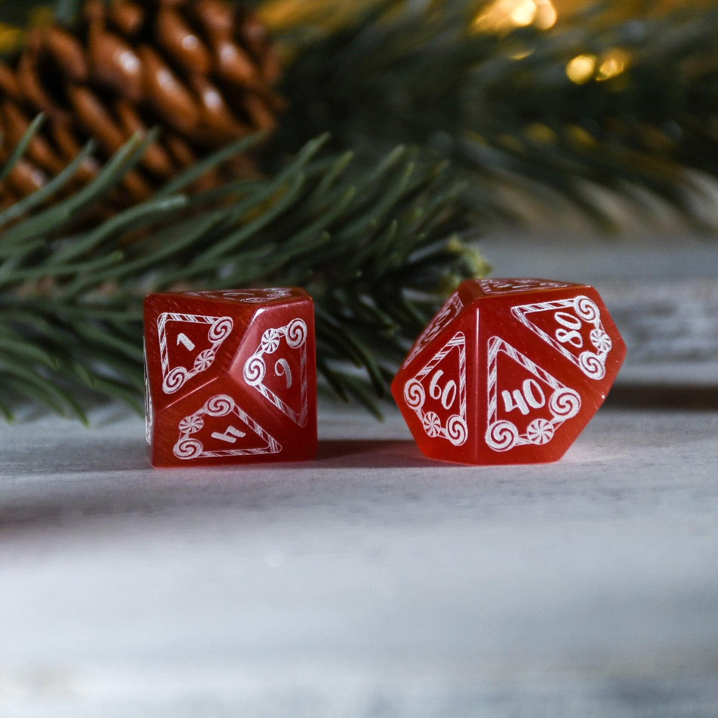 Candy Cane Wonderland - Red Cat's Eye Dice Set