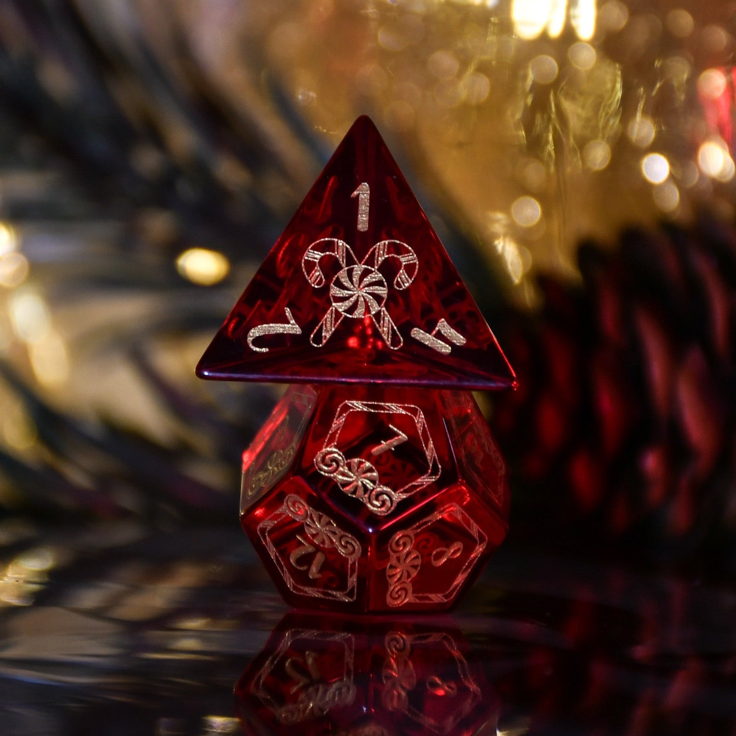 Candy Cane Wonderland - Red Glass Dice Set