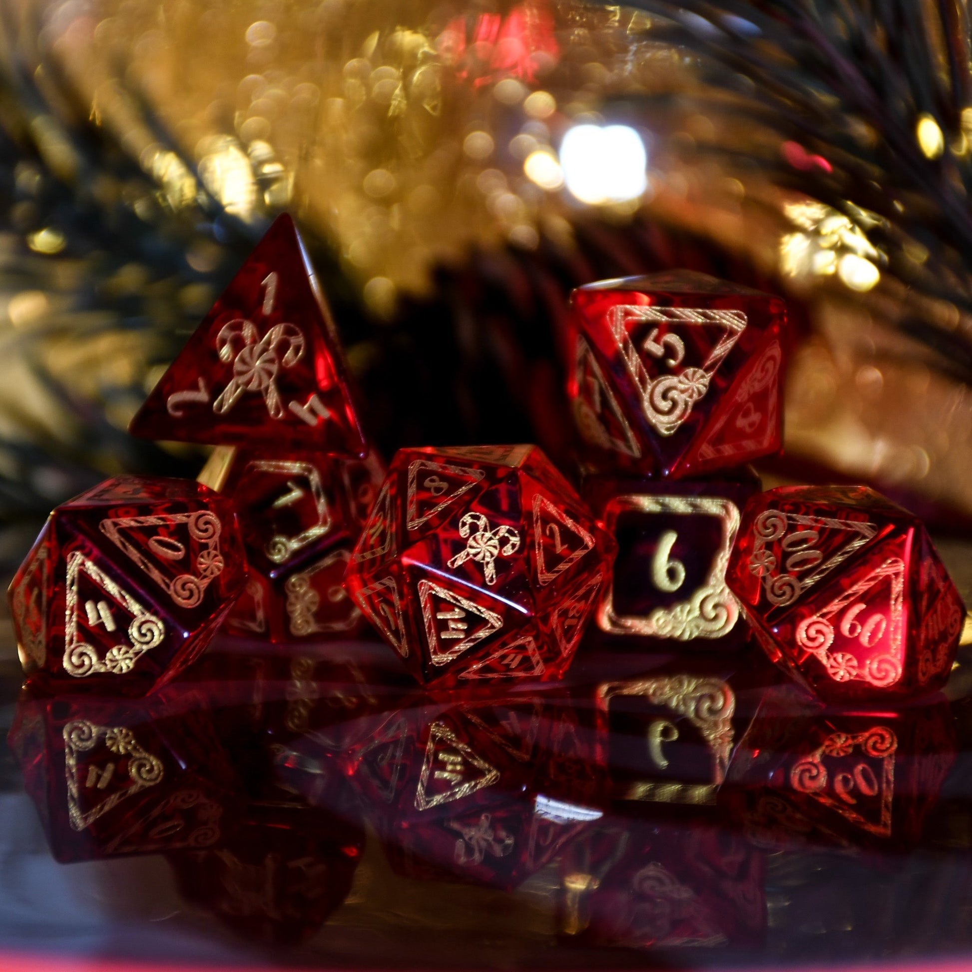 Candy Cane Wonderland - Red Glass Dice Set