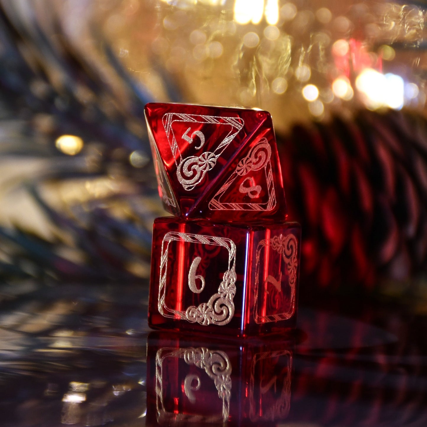 Candy Cane Wonderland - Red Glass Dice Set