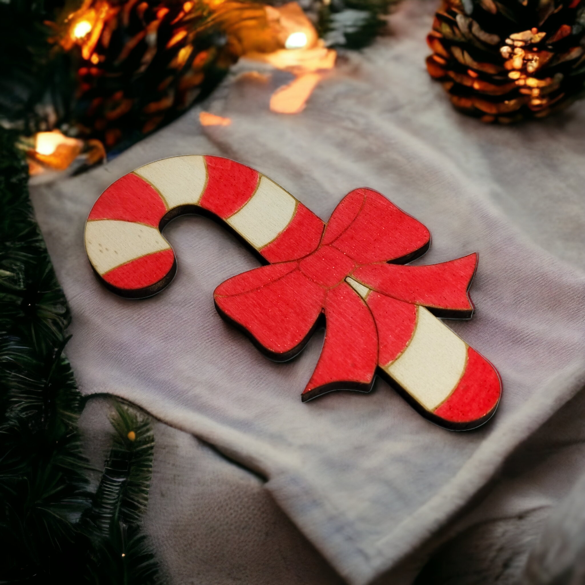 Candy Cane Wooden Christmas Decoration - Home Decor