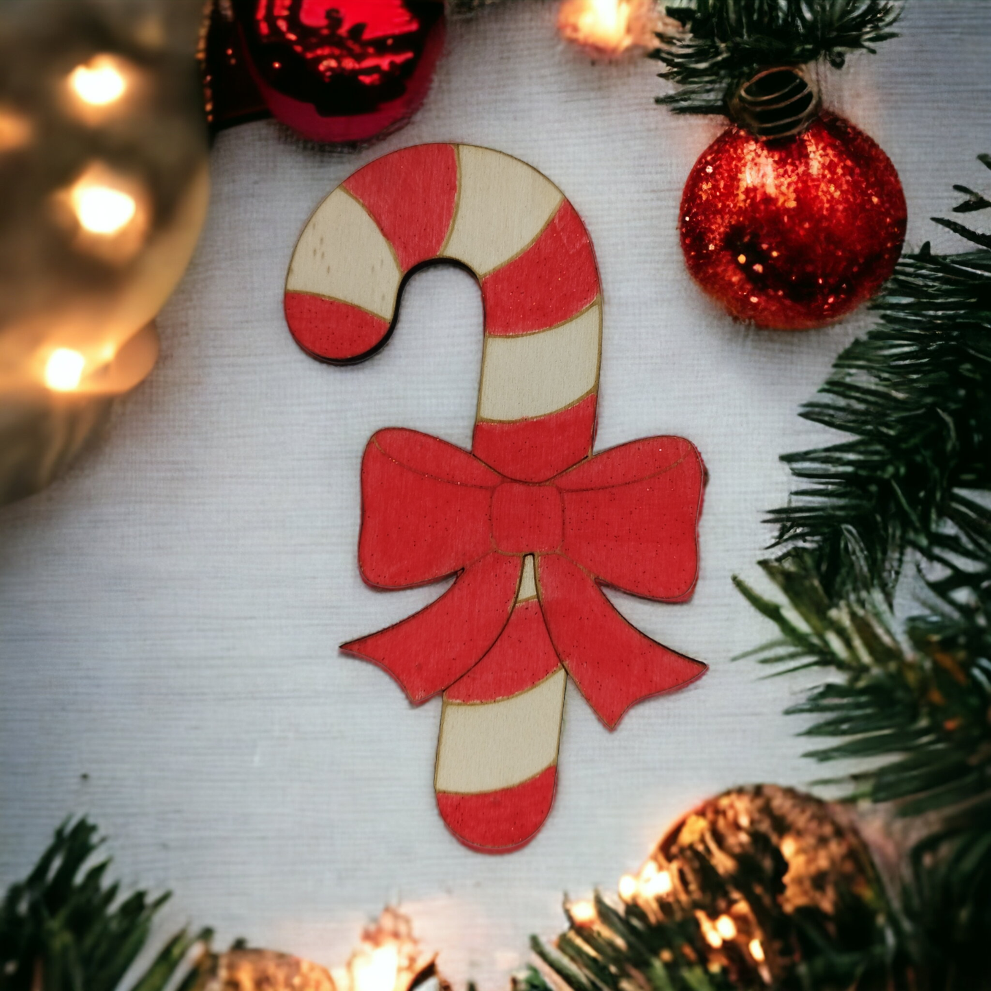 Candy Cane Wooden Christmas Decoration - Home Decor