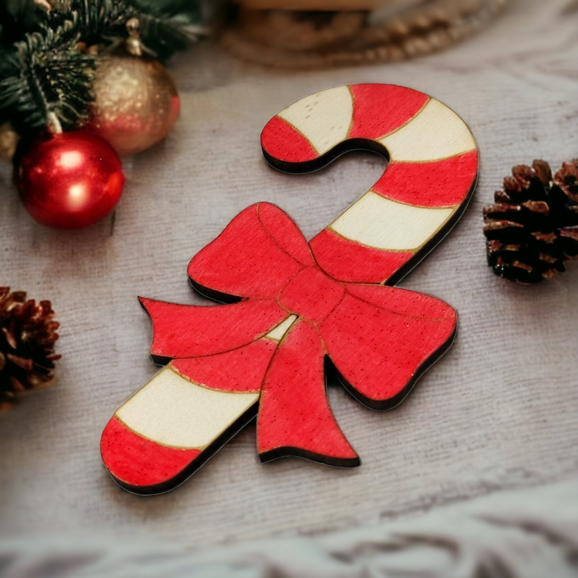 Candy Cane Wooden Christmas Decoration - Home Decor