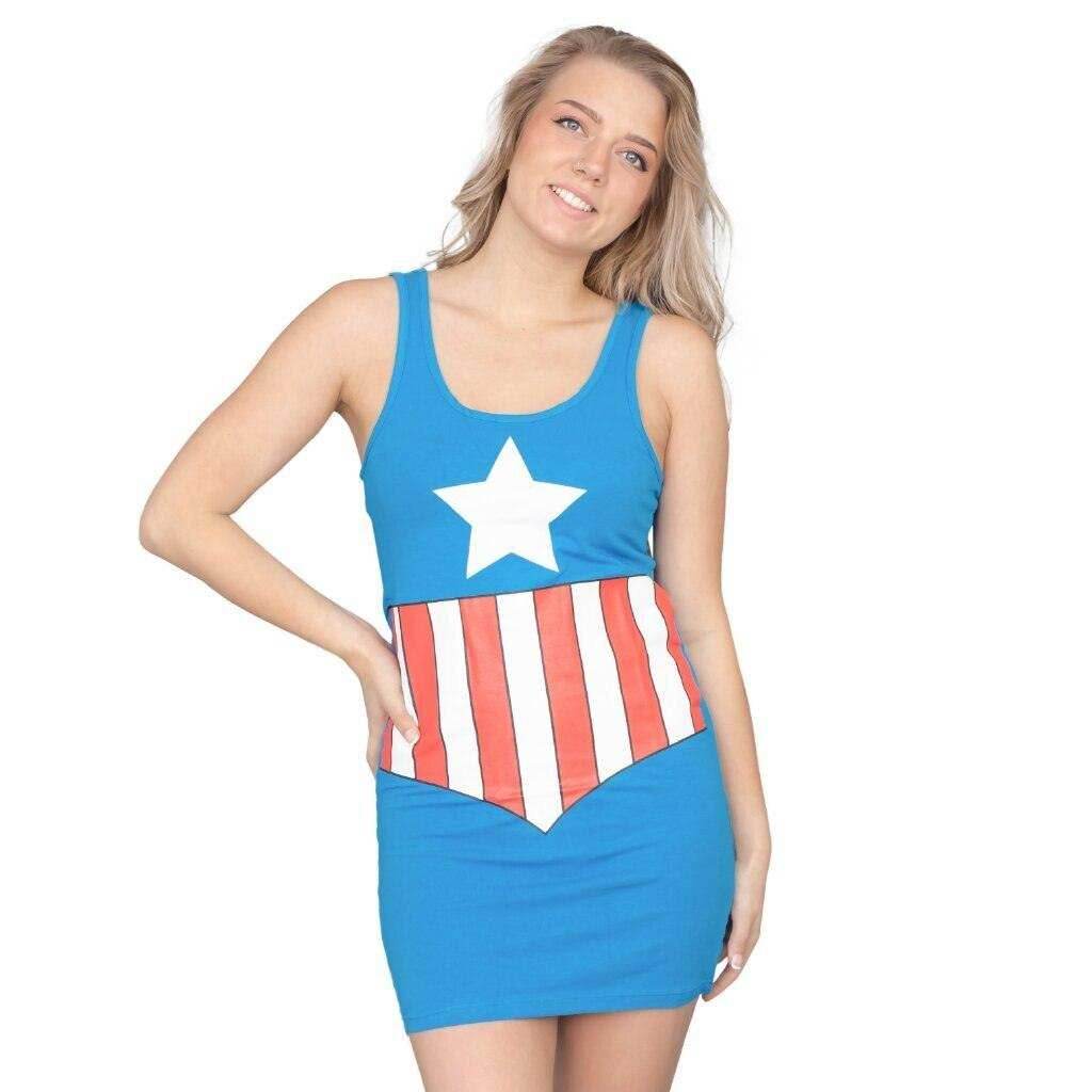 Captain America Blue Tunic Tank Dress - XS