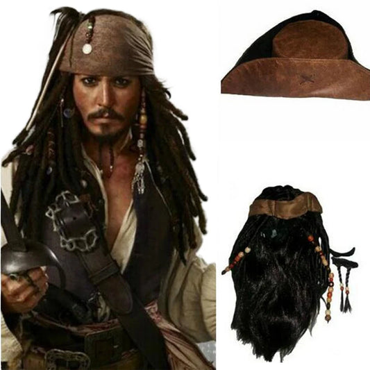 Captain jack sparrow wigs hat pirates of the Caribbean c