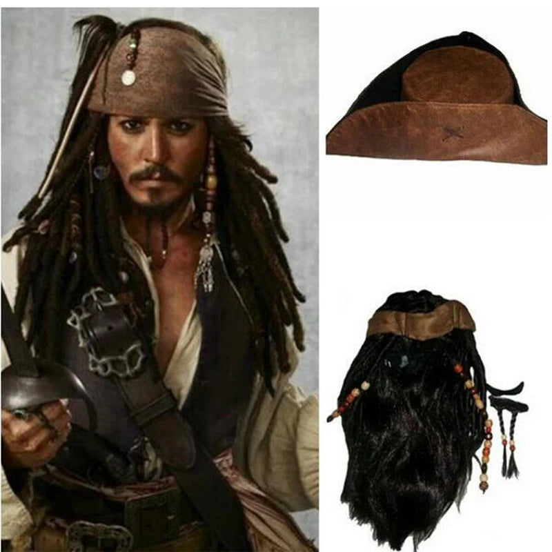 Captain jack sparrow wigs hat pirates of the Caribbean c