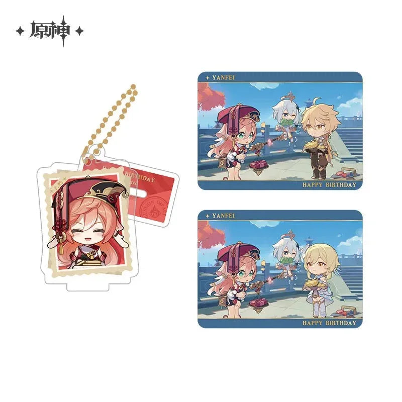 Capturing the Good Times Series Stand Keychain& Collection Card Genshin Impact