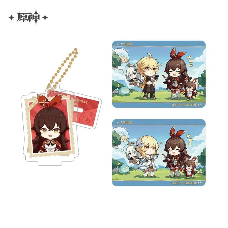 Capturing the Good Times Series Stand Keychain& Collection Card Genshin Impact