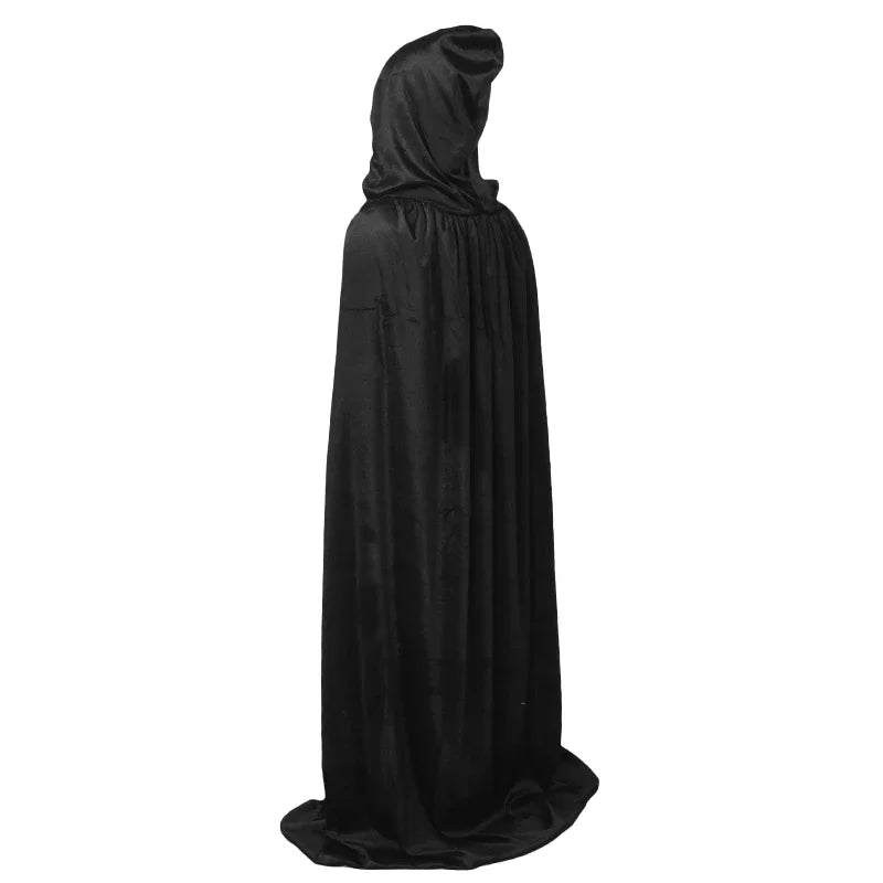 Carnival Purim Kids Velvet Cloak Cape Hooded Medieval Costume For Boys Girls Witch Vampire Elf Party Dress