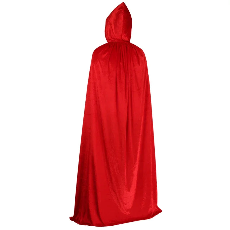 Carnival Purim Kids Velvet Cloak Cape Hooded Medieval Costume For Boys Girls Witch Vampire Elf Party Dress