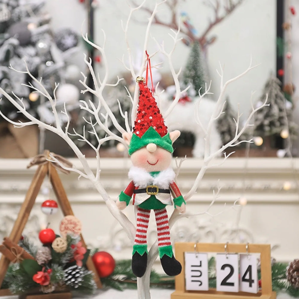 Cartoon Elf Doll Christmas  Tree Pendants Window Decoration