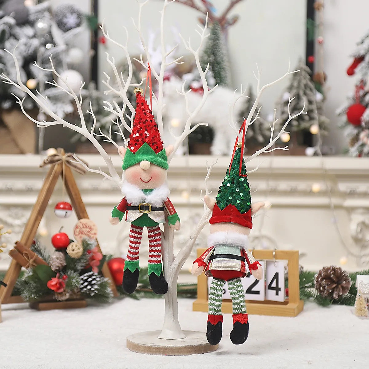 Cartoon Elf Doll Christmas  Tree Pendants Window Decoration