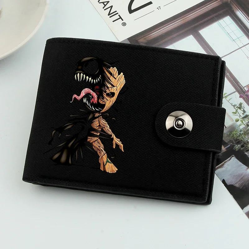 Cartoon Groot Wallet Men Short Dollar Clip Men Wallets Short Wallets Card Holder Simple Male Purse Coin Pocket Men Money Clips