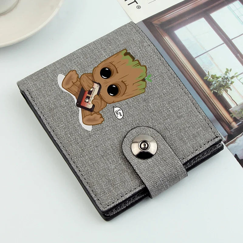 Cartoon Groot Wallet Men Short Dollar Clip Men Wallets Short Wallets Card Holder Simple Male Purse Coin Pocket Men Money Clips